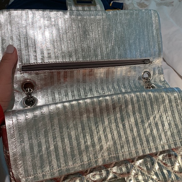 Authentic Chanel silver stripe 2.55 chain strap size jumbo.  More pics available - Picture 6 of 7